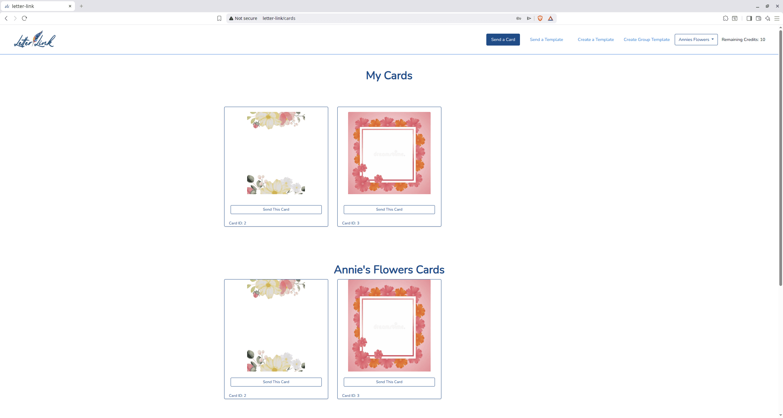 Annie's Flowers custom dashboard