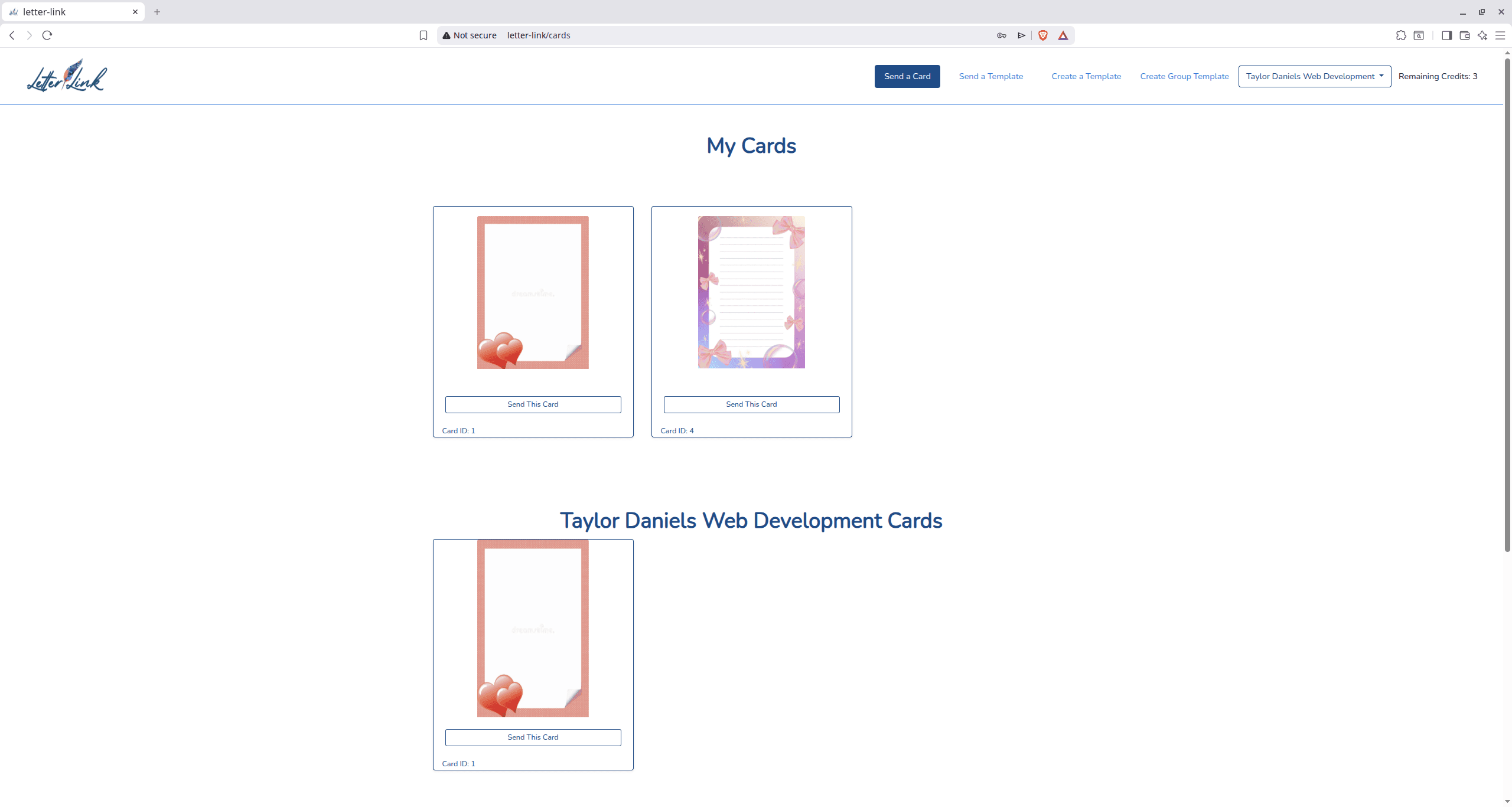 LetterLink Dashboard Preview